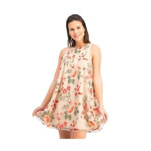 Beige by eci Embroidered Floral Women's size XL  Mesh Colorful Fairy Mini Dress